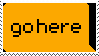 an orange animated stamp with text that reads 'go here', an image of someone ponting into complete blackness, and more text that reads 'go in the dark'