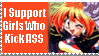 a red stamp with white text that reads 'I Support Girls Who Kick ASS' and an image of a red-haired anime girl winking